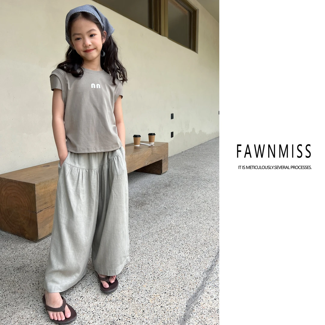 【H075】女童中大童宽松韩版春秋洋气百搭夏季套装T恤裤子