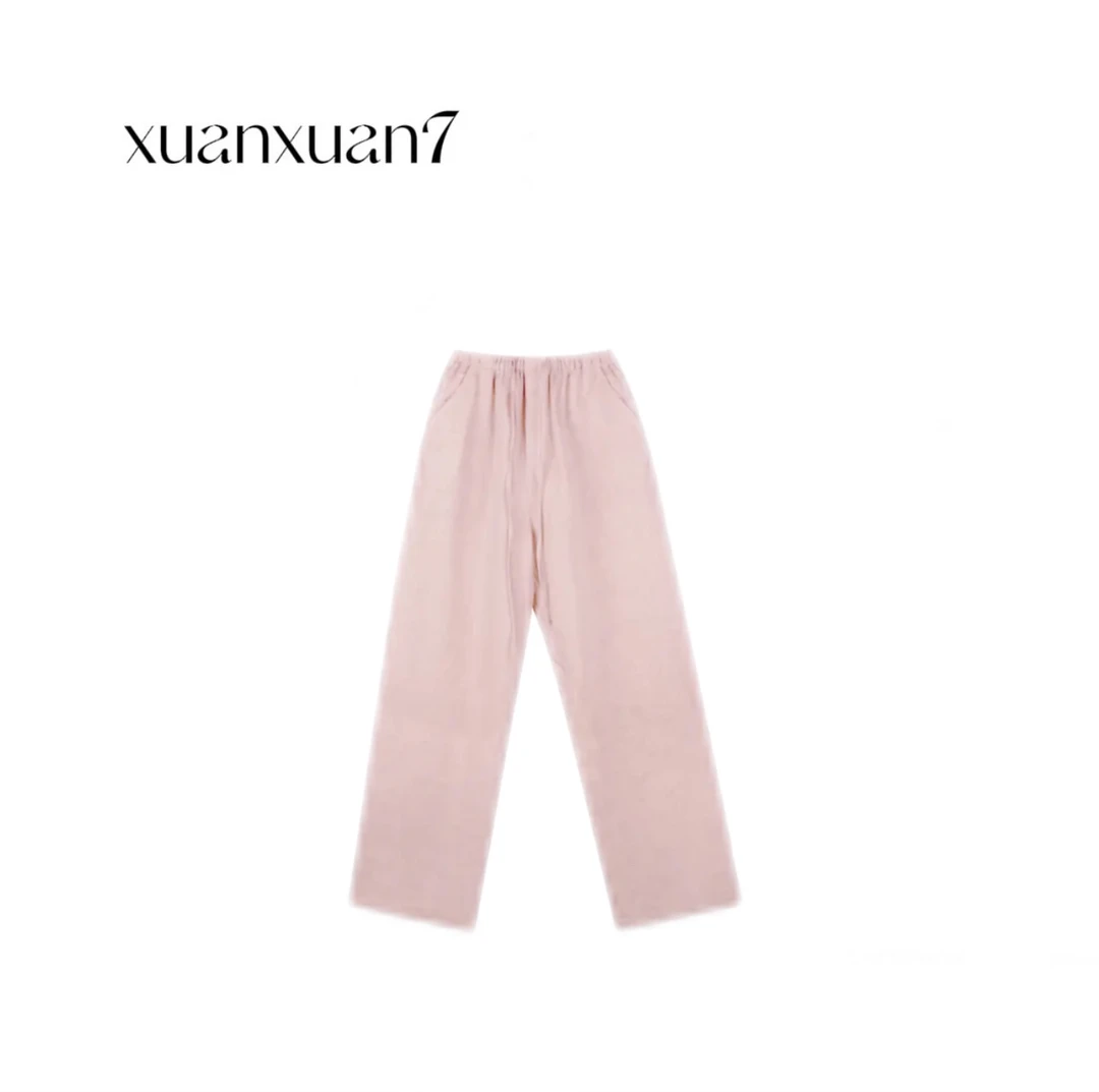 萱萱7【宽松垂感 亚麻纯色阔腿裤】