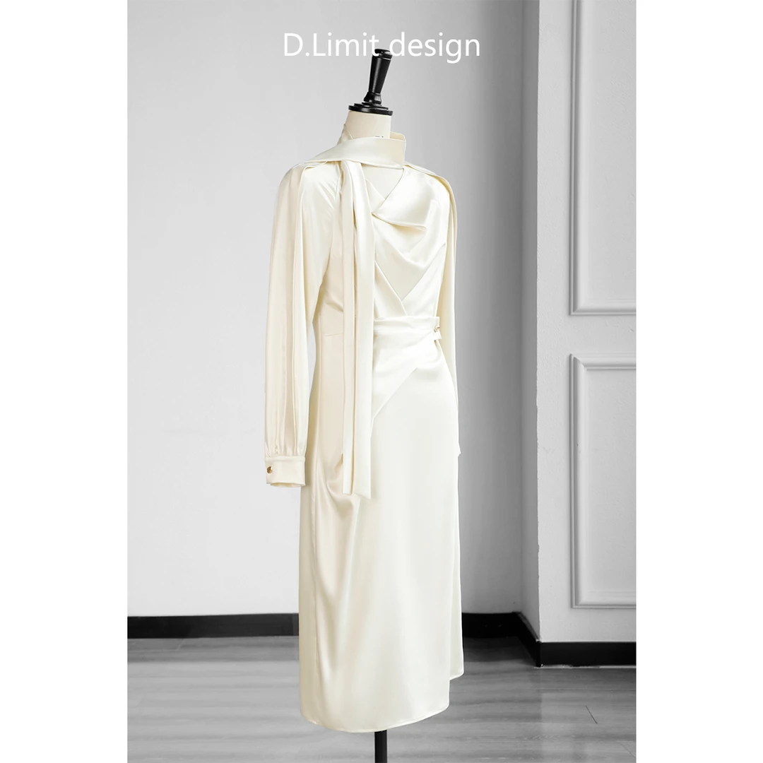 【D.Limit design】设计款优雅系带荡领连衣裙DL-Q611