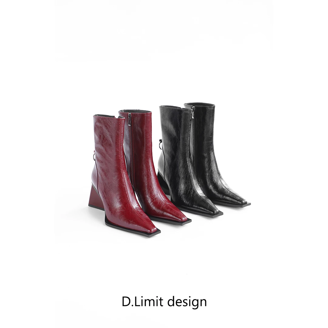 【D.Limit design】法式气质三角跟短筒靴（12）