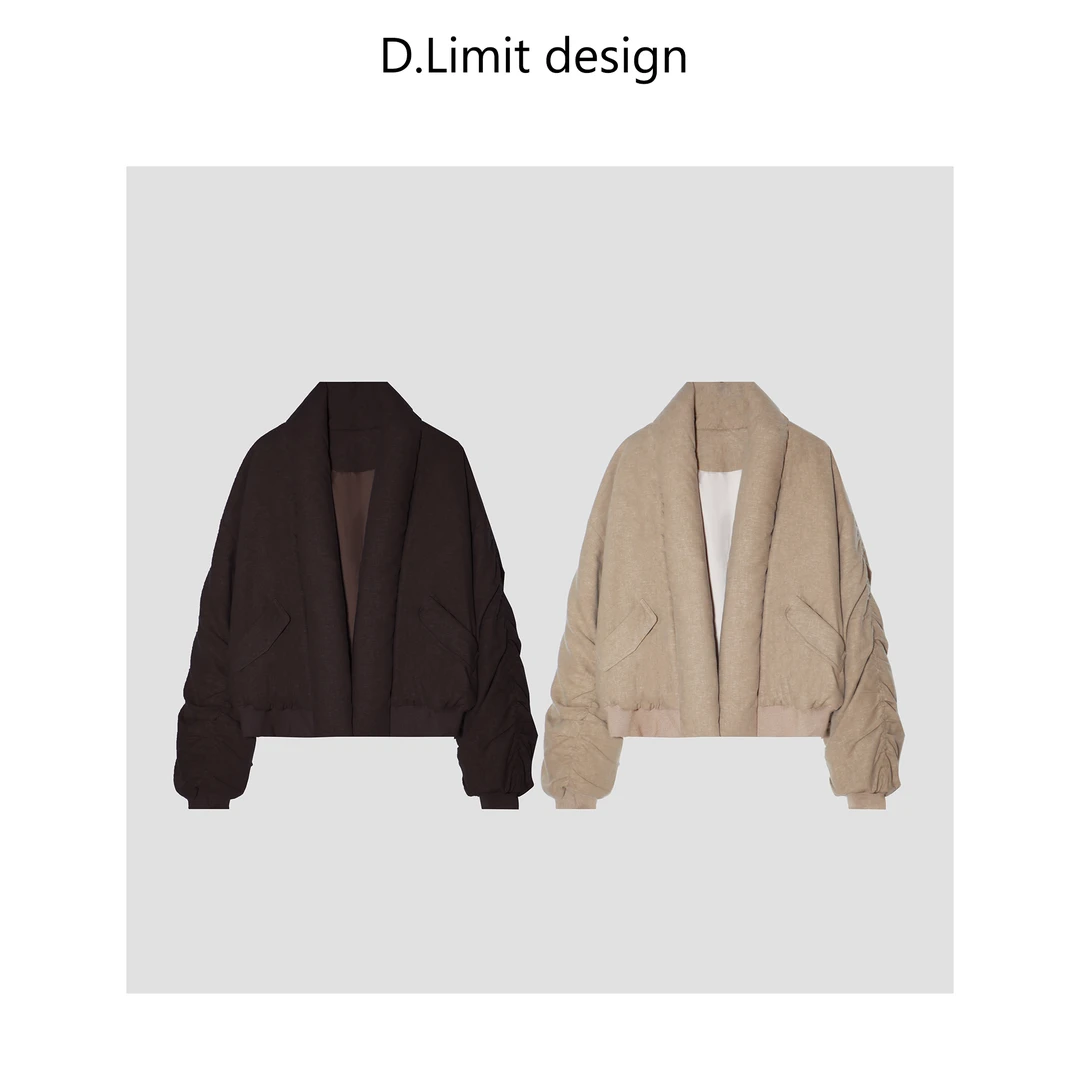 【D.Limit design】时尚休闲气质潮流翻领式袖子抽褶短外套DLYXH082