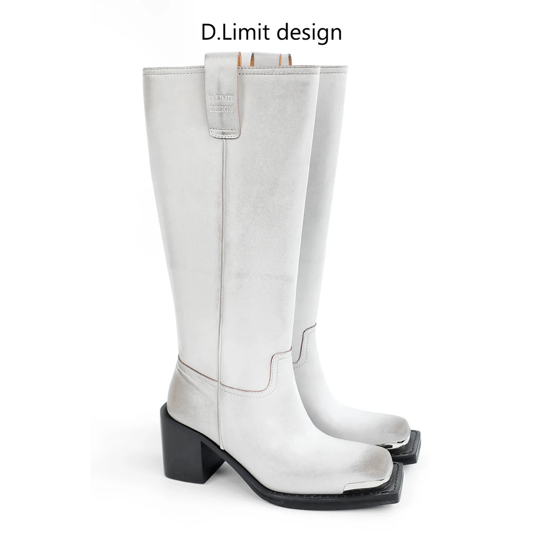 时尚复古做旧方头长筒骑士靴（20）跟高7.5cmDL