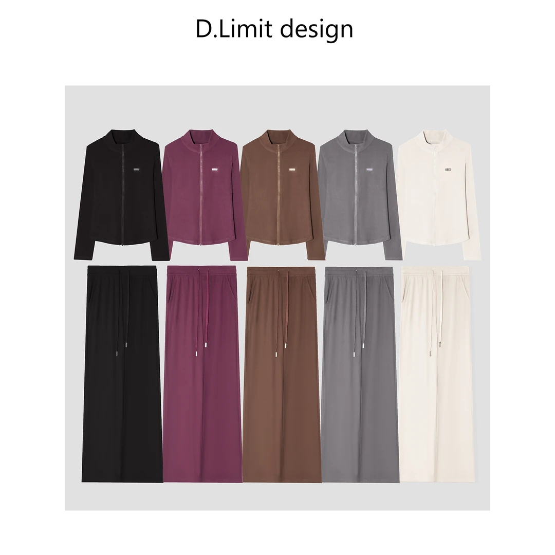 【D.Limit design】时尚修身绒面立领套装DLGZ5009