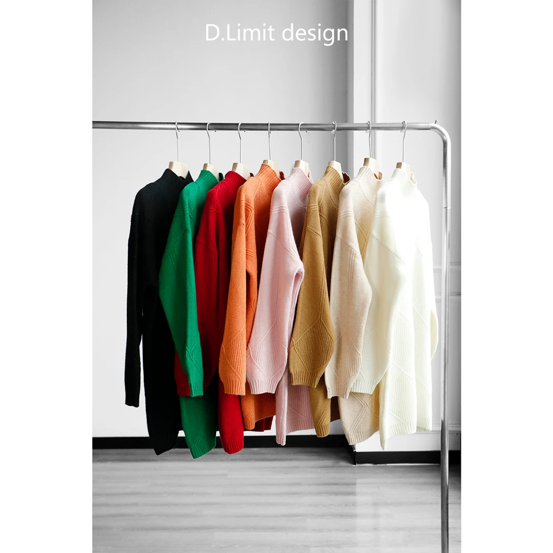 【D.Limit design】简约半高领菱格毛针织衫（10）
