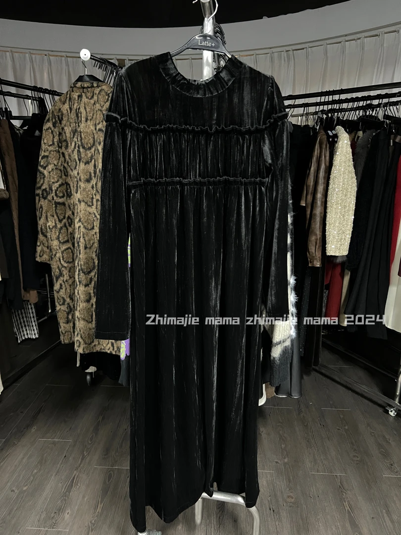 （比诺）秋冬法式复古丝绒连衣裙A8263女气质别致高级感长裙显瘦