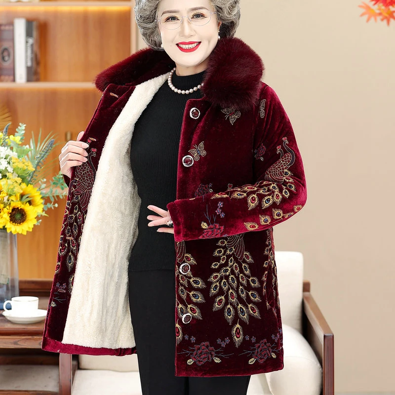 奶奶装冬季棉服老年妈妈冬装加绒加厚老年人冬装女棉衣老太太棉袄