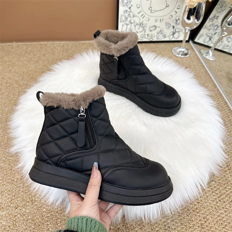 平底雪地靴女2025年新款冬季保暖防水防滑短靴东北大棉加厚棉靴子