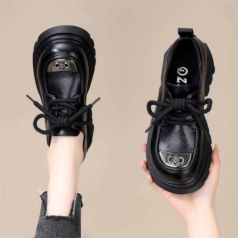 英伦风小皮鞋女2024秋季新款女鞋子学院风春秋单鞋厚底乐福鞋