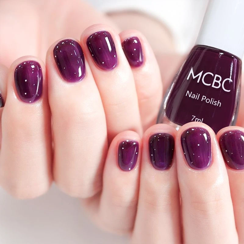 葡萄紫冰透指甲油速干健康水性无味显白可撕可剥美甲油免烤快干