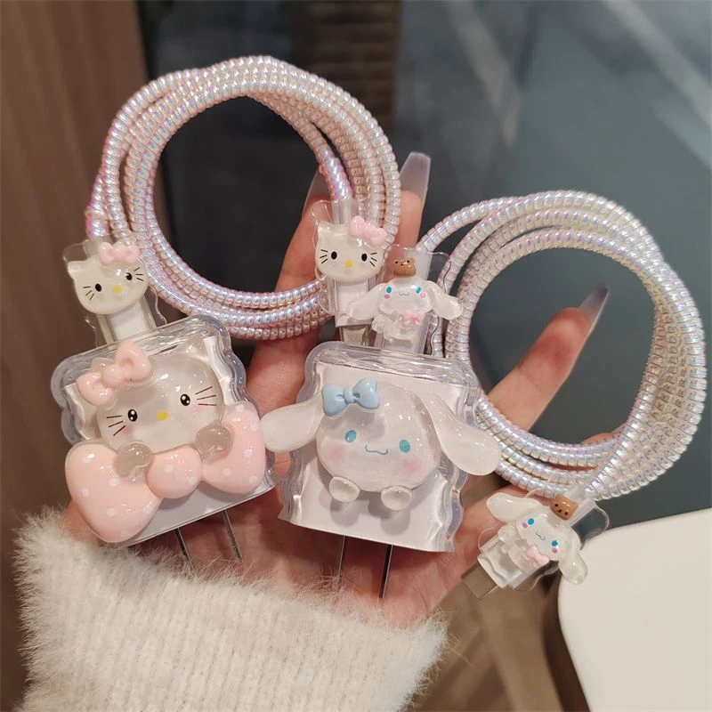 可爱KT猫适用苹果15充电器保护套13适用iPhone14promax12快充头20