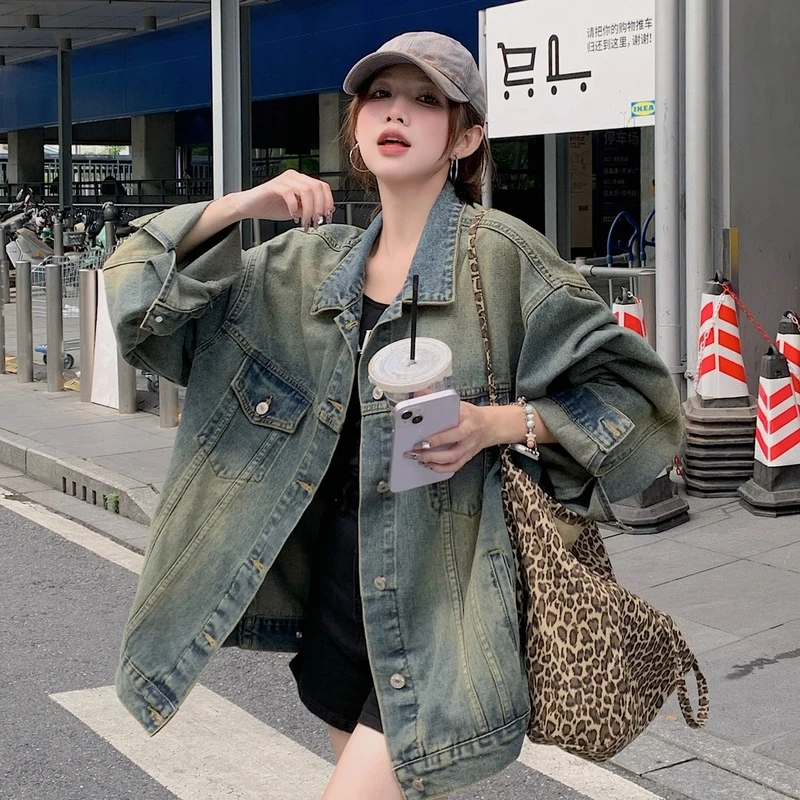 水洗牛仔外套女高街潮牌宽松情侣春秋休闲宽松百搭上衣女款8659
