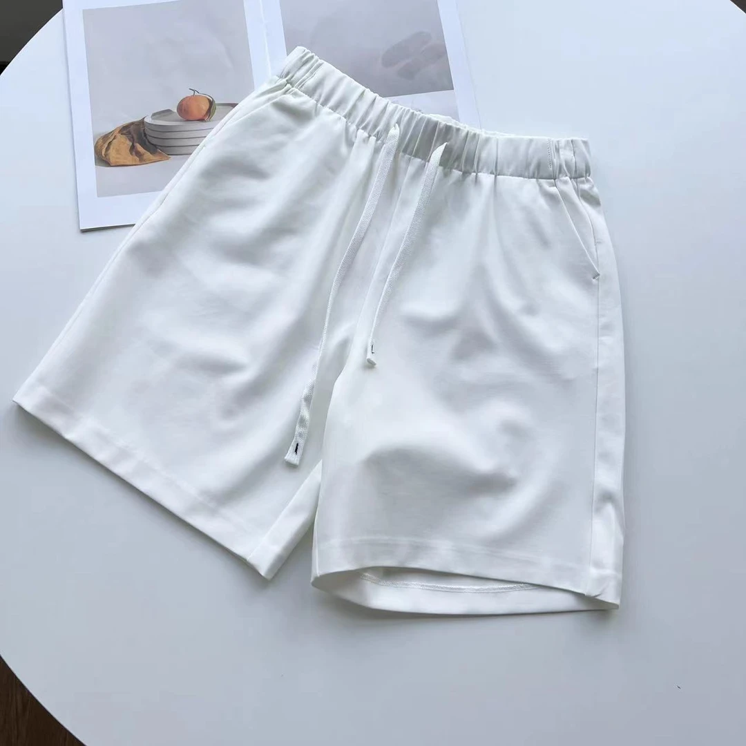 小静折扣~A656P   松紧腰抽绳简约百搭白色休闲短裤 （卡码拍大）