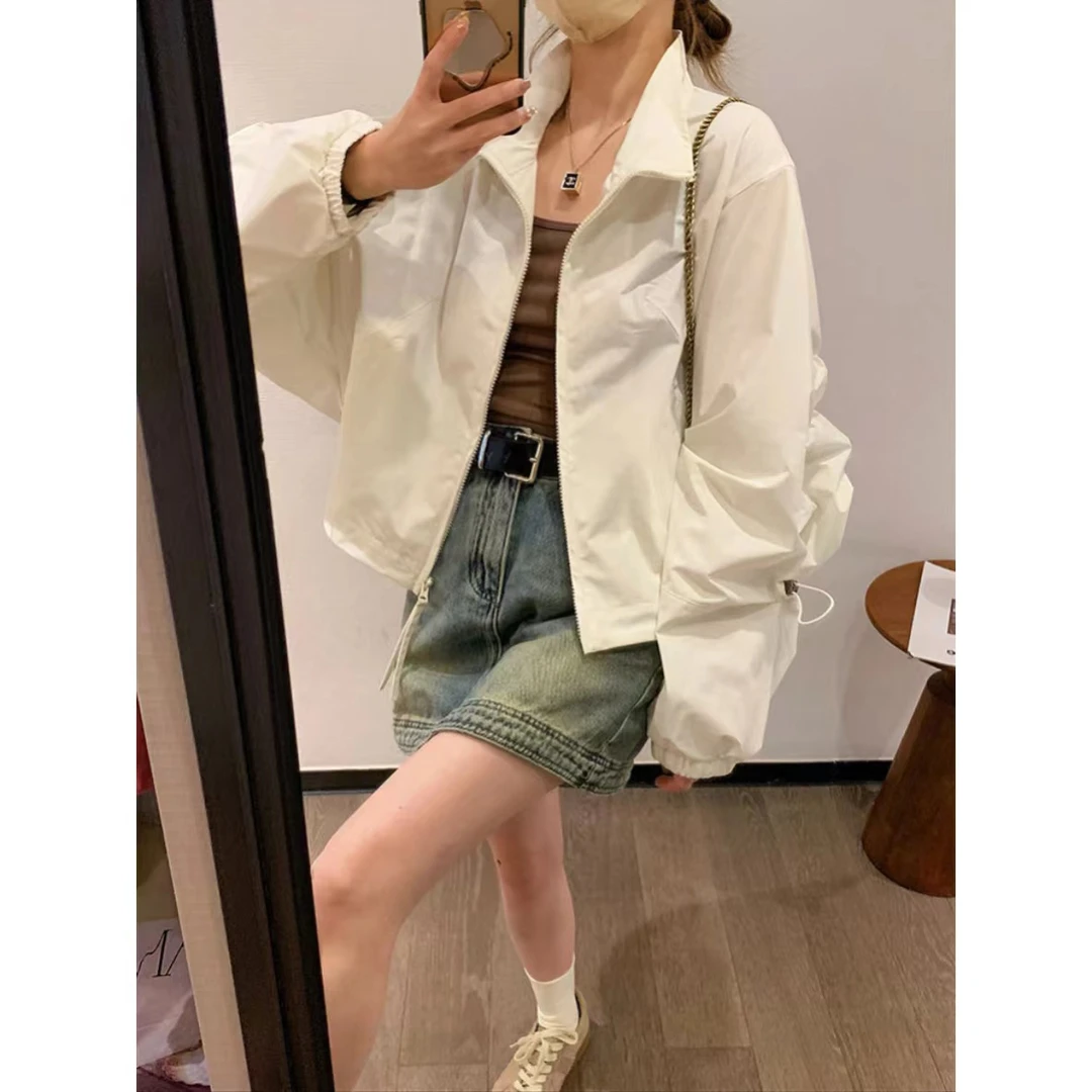 N985P  立领拉链门襟带抽绳蝙蝠袖宽松短款外套（卡码拍大）