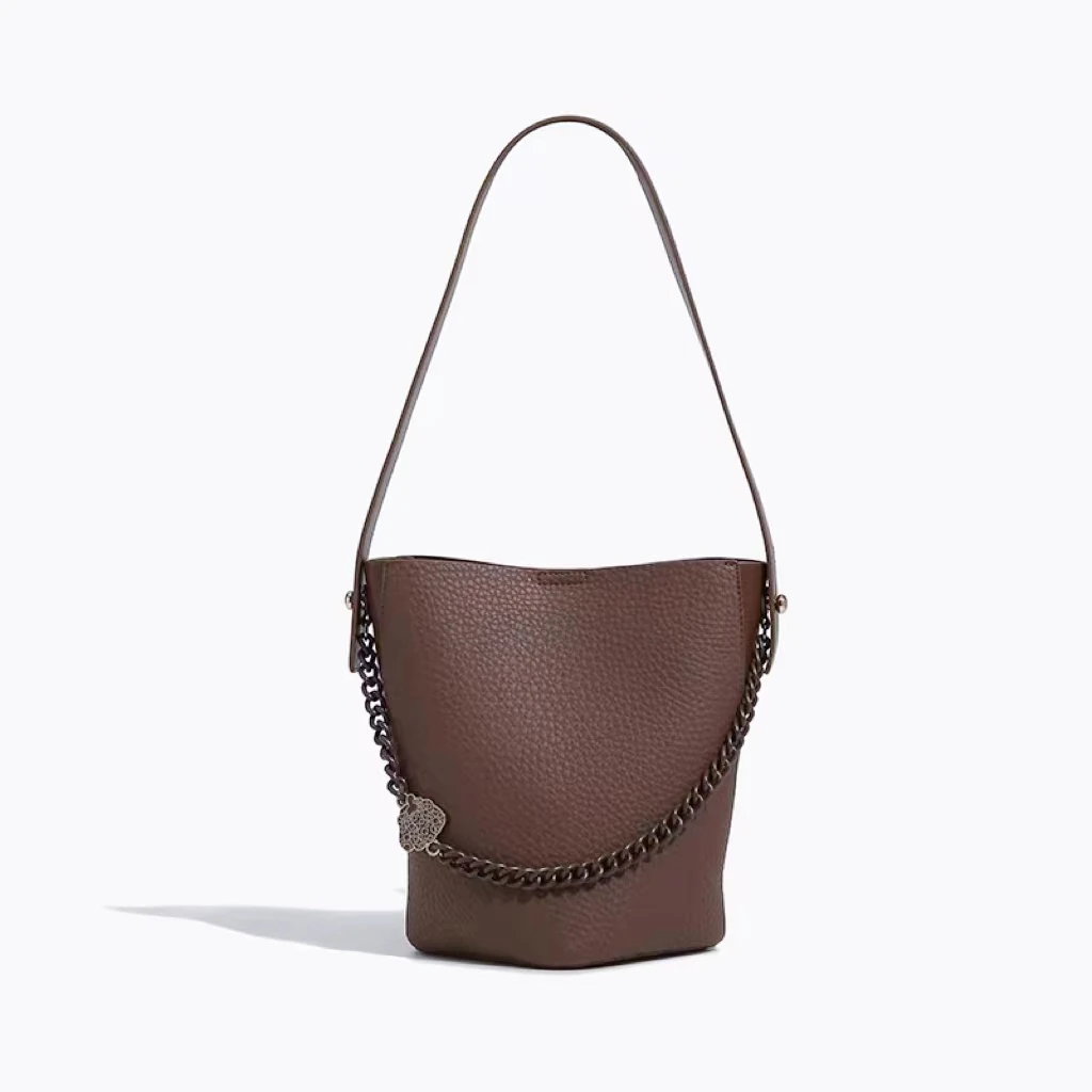 小静折扣~NA1049L   荔枝纹字母包链条手提单肩斜挎包水桶包