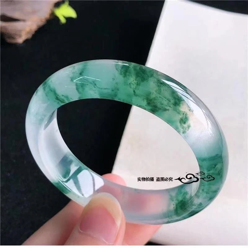 精美时尚冰透飘花翠色少女女款正圈经典飘花手串送情人百搭