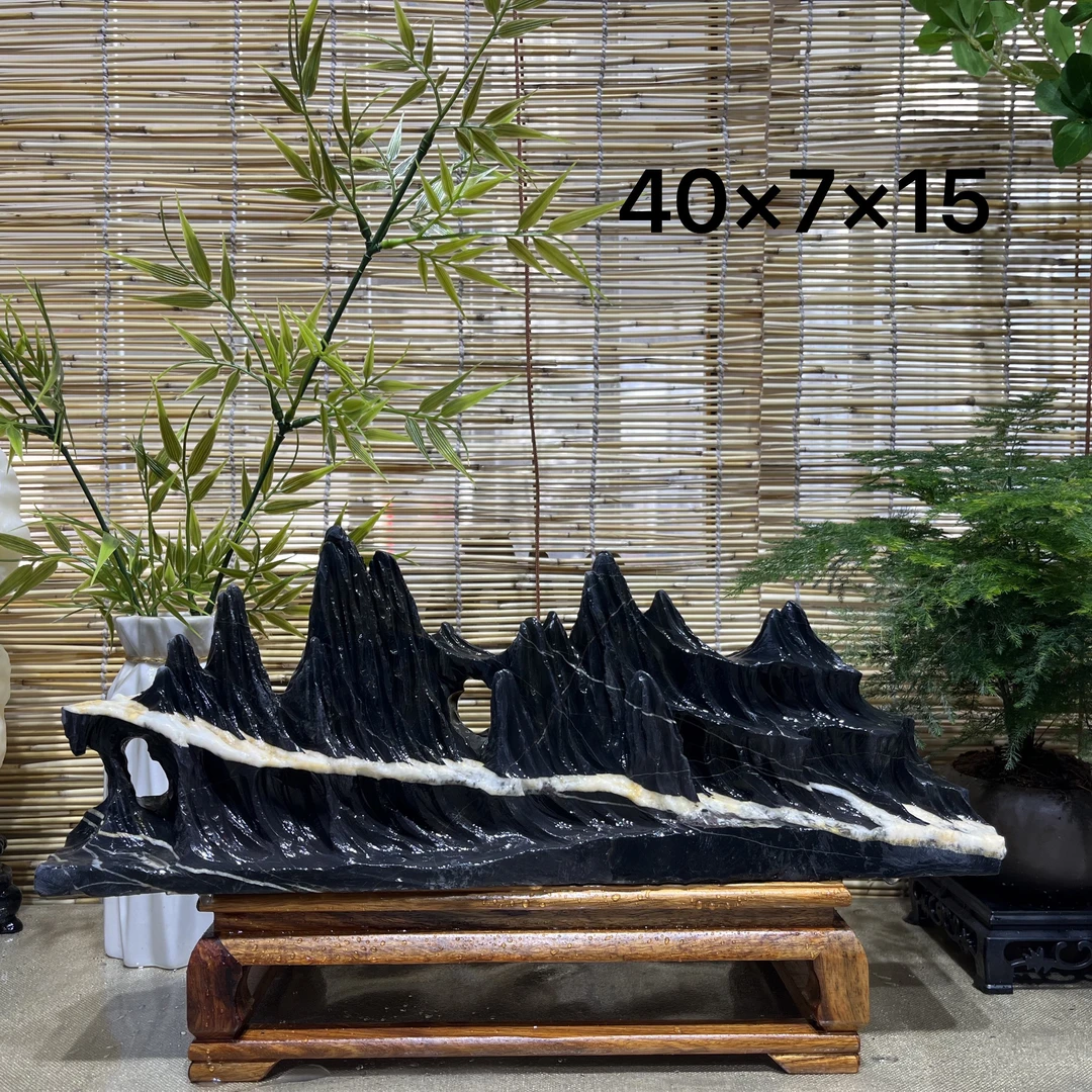 灵璧石稀有多层雪地山峰装饰摆件鱼缸造景靠山石