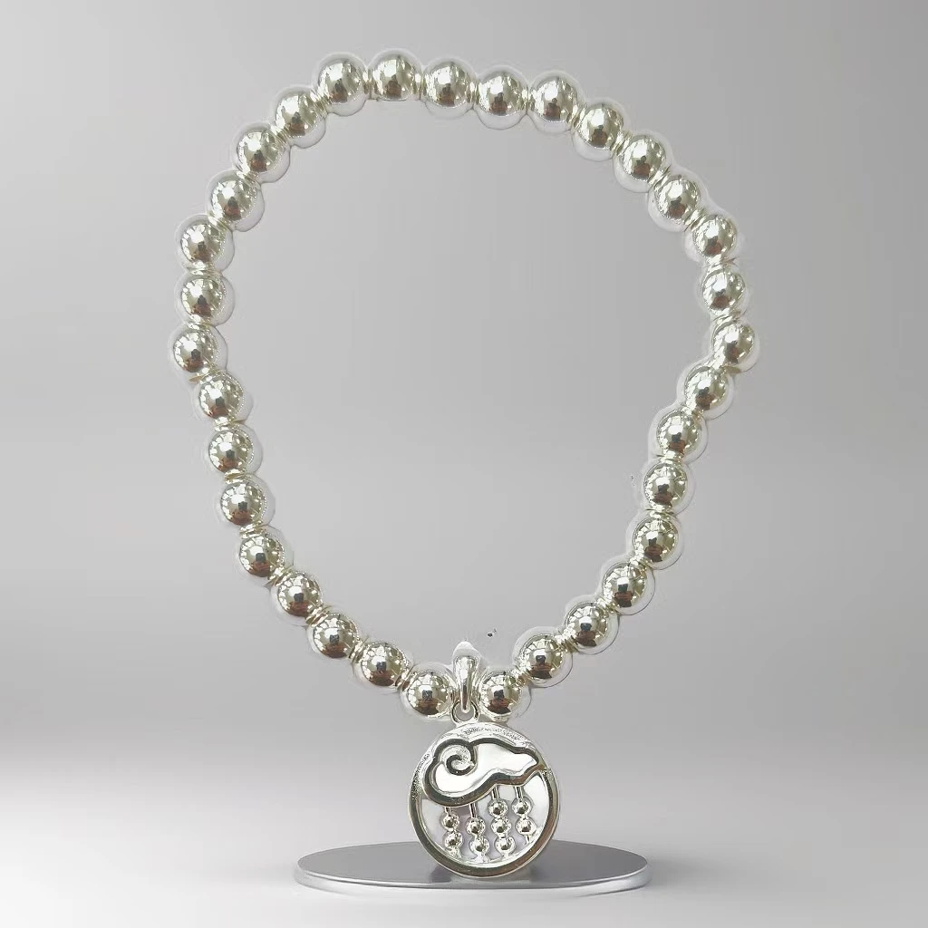 足银银制品 珠珠链祥云算盘小众光面手链女士款百搭素款【A39算盘】