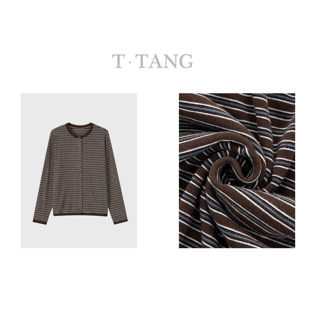 秋冬圆领单排扣260g精品色织亲肤柔软透气撞色条纹衬衫【6750】YY