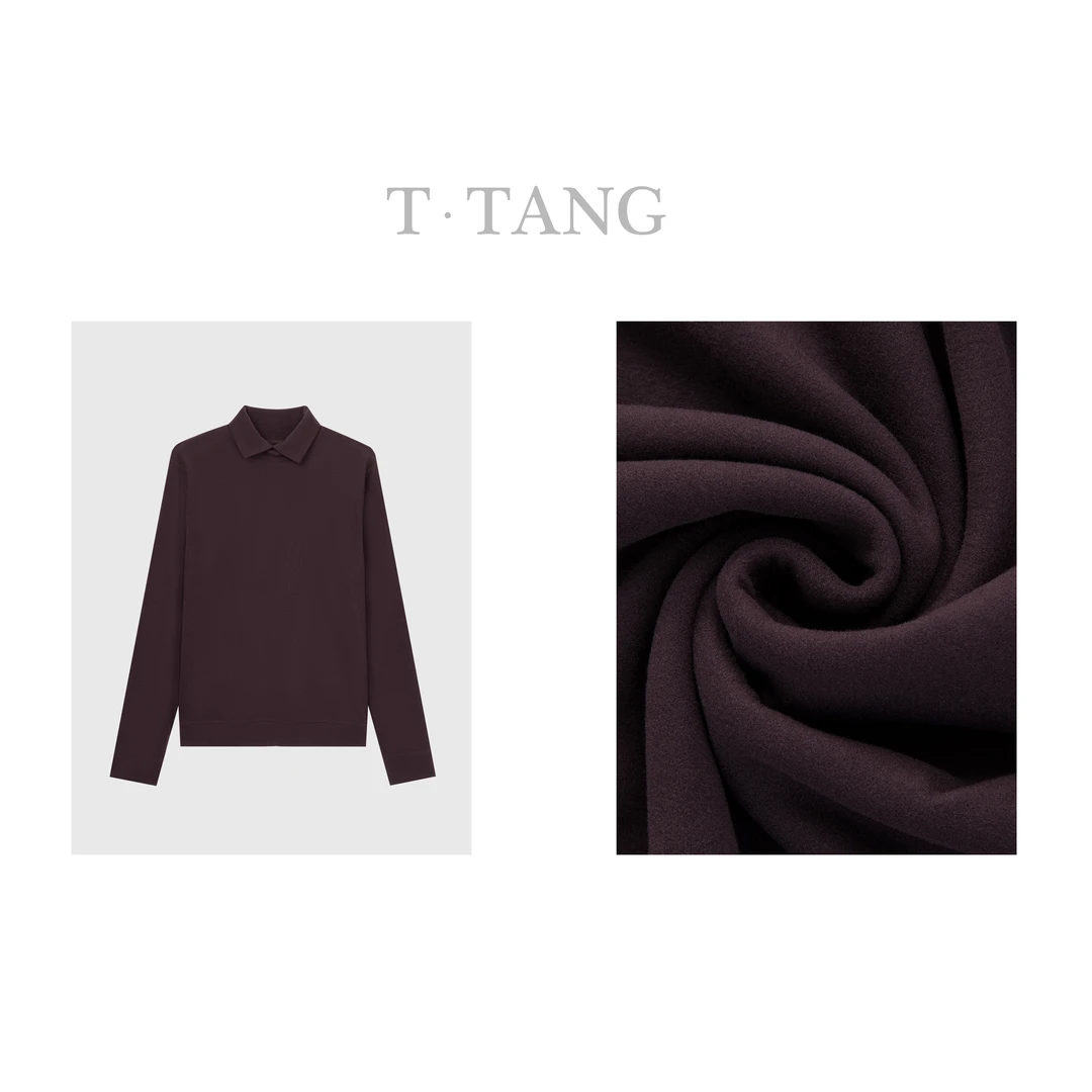 秋冬300g双面莱赛尔天丝奥绒百搭简约经典翻领长袖打底【6818】MM