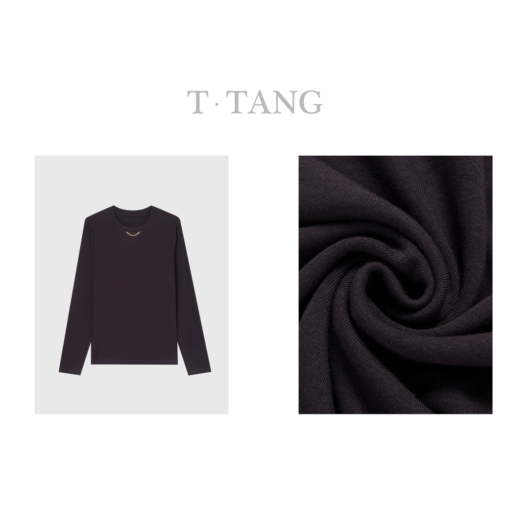 FL春秋260g天丝羊毛舒适百搭保暖亲肤简约纯色透气打底衫【6803】jj