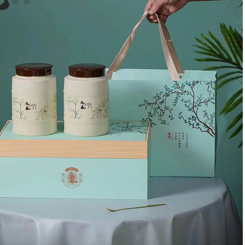 【头春】新茶龙井豆香板栗香陶瓷礼盒装200g