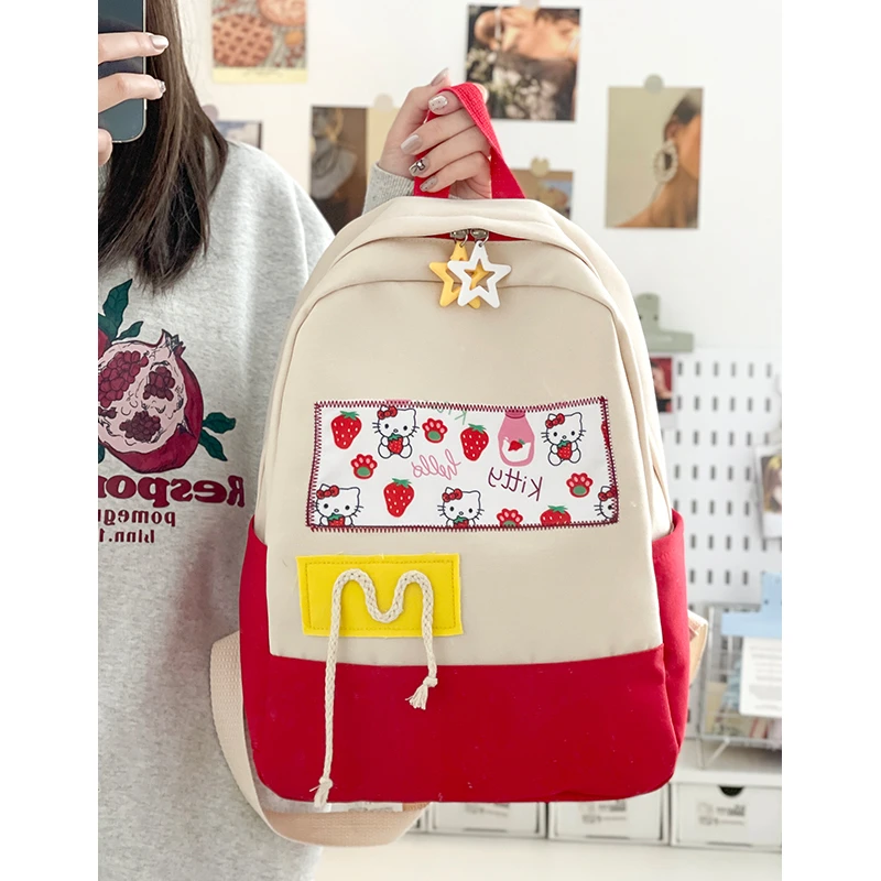 小众自制kitty猫双肩包y2k小众百搭大学书包高中背包女高颜值森系
