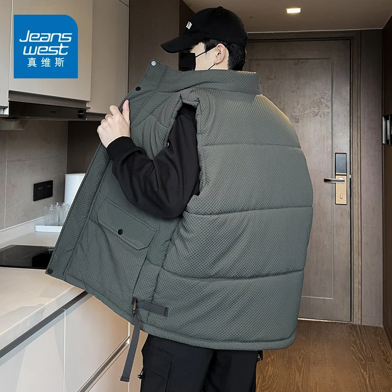 真维斯棉马甲男士秋冬季款外穿加厚保暖马夹大码外套冬装工装背心