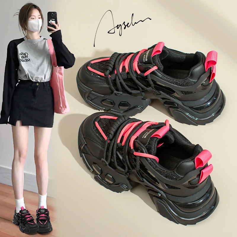 奥古狮登老爹鞋显脚小2024新款爆款百搭厚底松糕鞋小个子运动鞋子