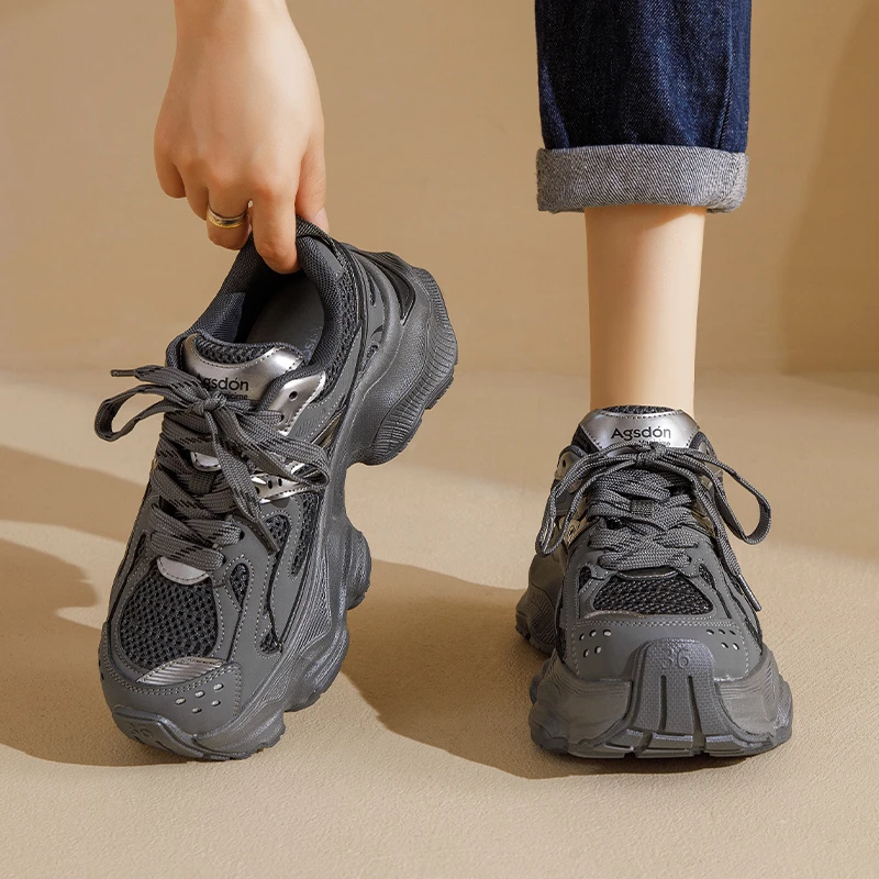 奥古狮登老爹鞋女款2025新款秋冬款灰色厚底今年爆款运动休闲鞋爆