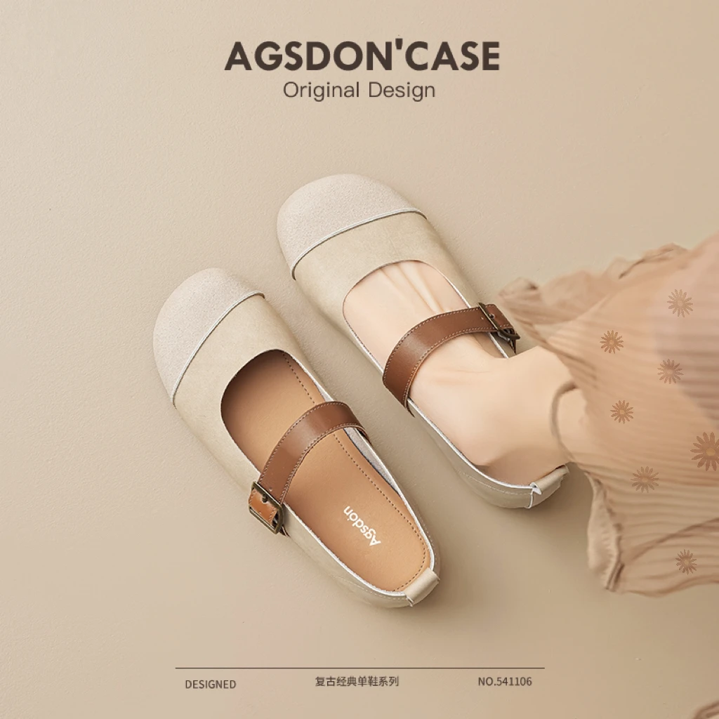 奥古狮登玛丽珍女鞋2025新款夏季凉鞋奶奶复古吐司平底勃肯单鞋子