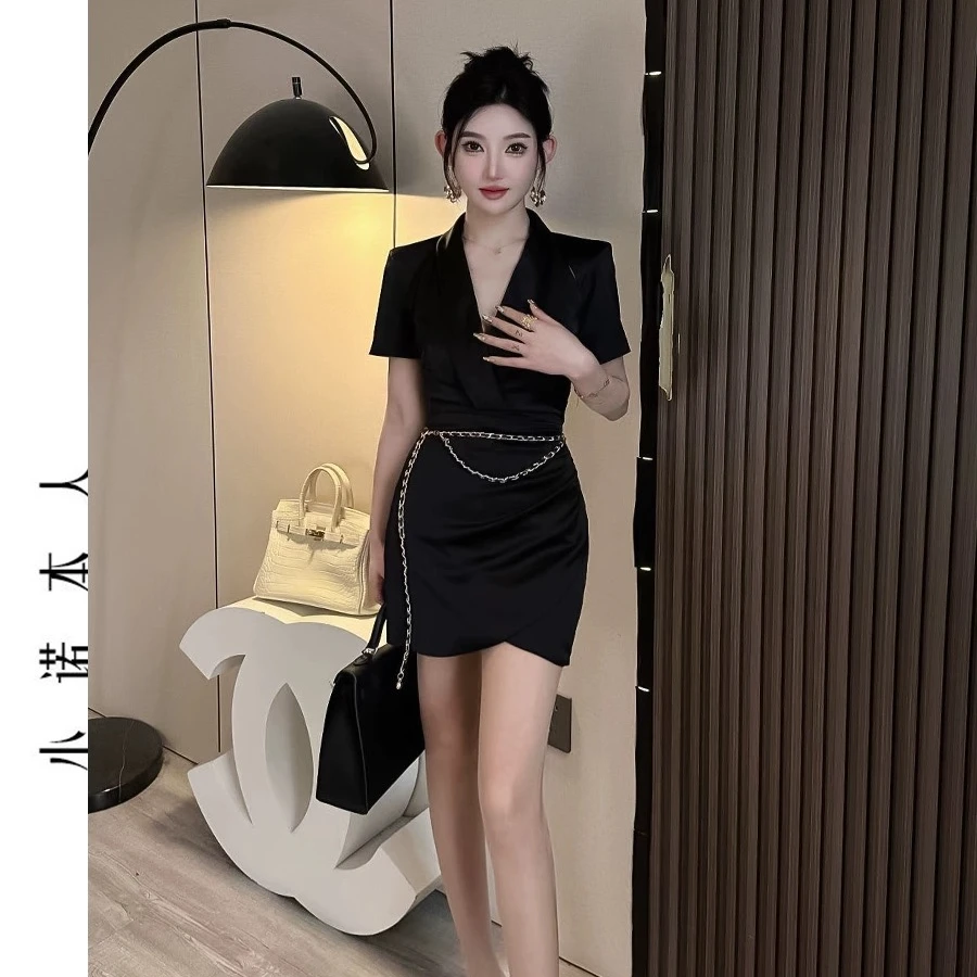 2024新款设计感显瘦小众短款夏季时尚高腰包臀连衣裙气质款2414
