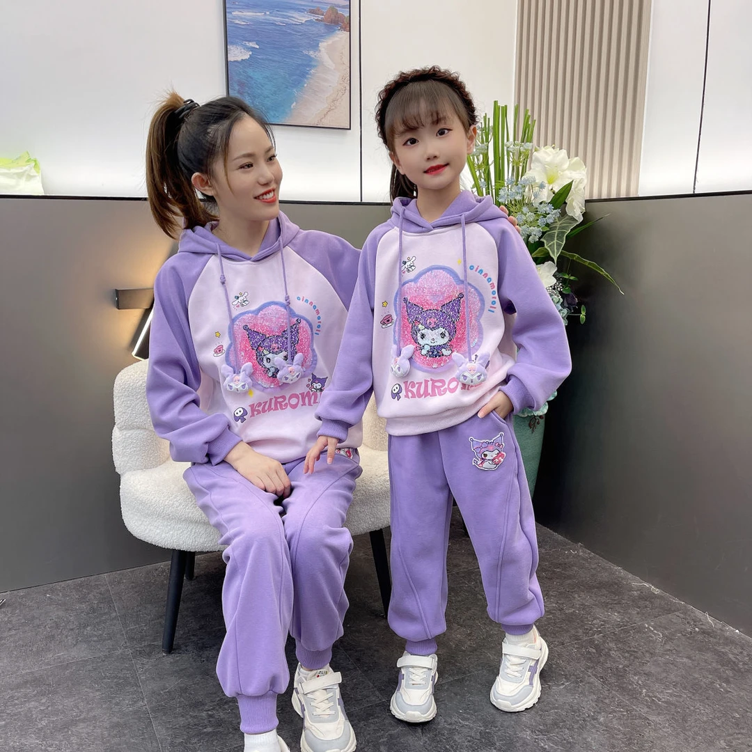 女童卫衣春秋款2024新款秋装女孩儿童图案库洛米套装潮时髦