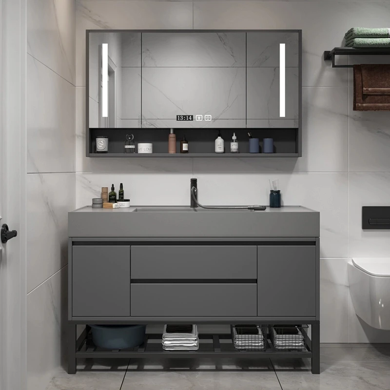 九牧王实木浴柜一体盆简约化妆室洗脸盆柜洗手盆智能洗漱台落地式