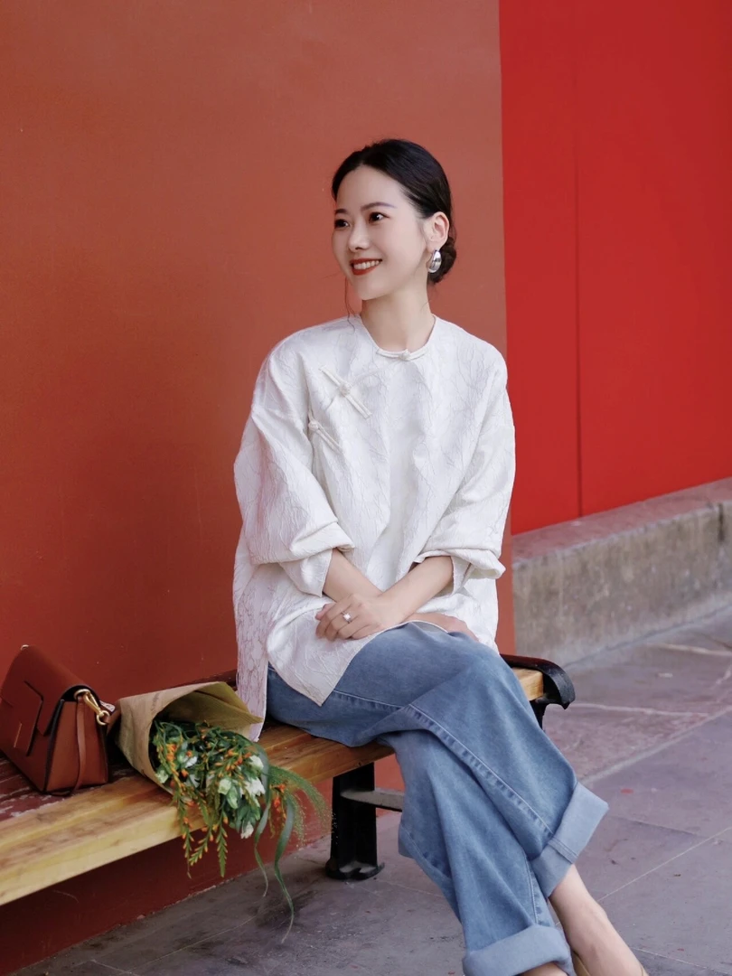 春季新中式国风禅意别致独特上衣质感设计感提花斜襟甜美连衣裙