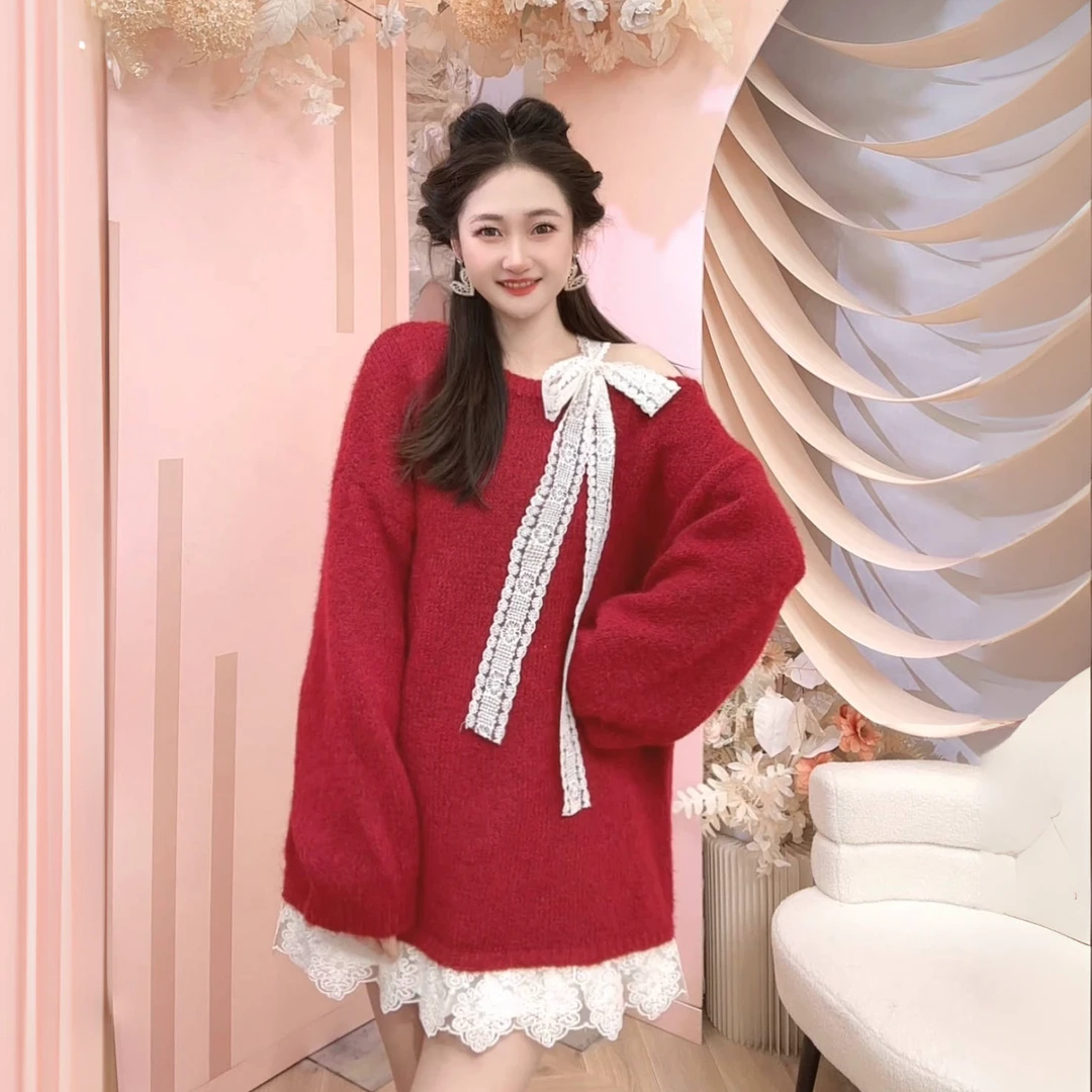 【SUSU】秋冬纯手工勾花温柔甜美慵懒立体洋气百搭毛衣针织衫