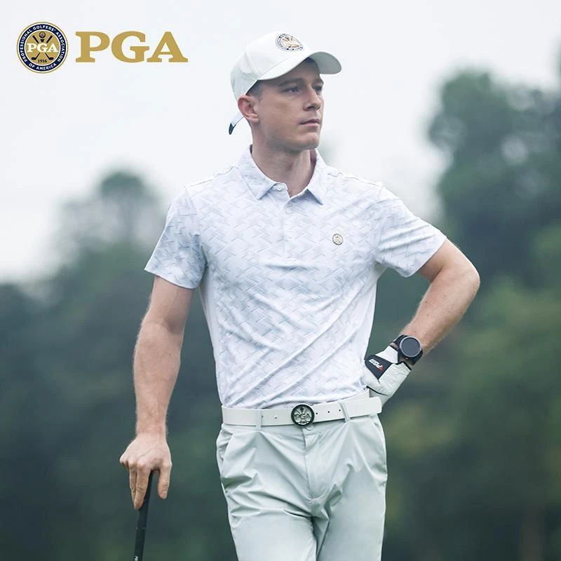 美国PGA 高尔夫男装夏季短袖t恤 运动面料吸湿速干防UV和抗菌