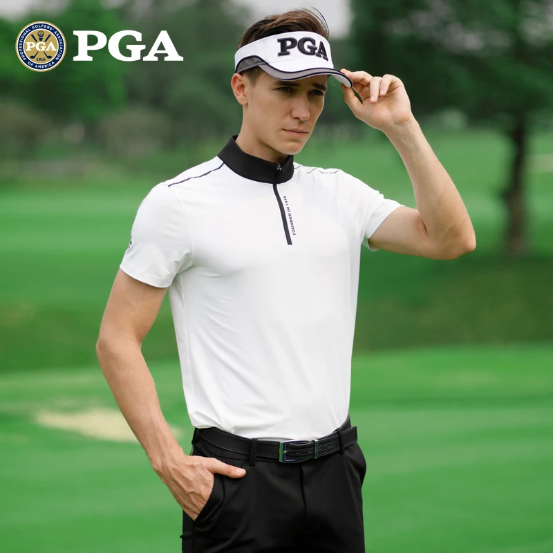 美国PGA 2025新品 高尔夫服饰 男士短袖t恤 透气速干 男装衣服