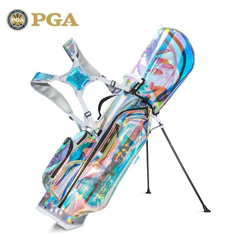 美国PGA 高尔夫球包 女士支架包 炫彩透明球杆袋 便携式旅行球包