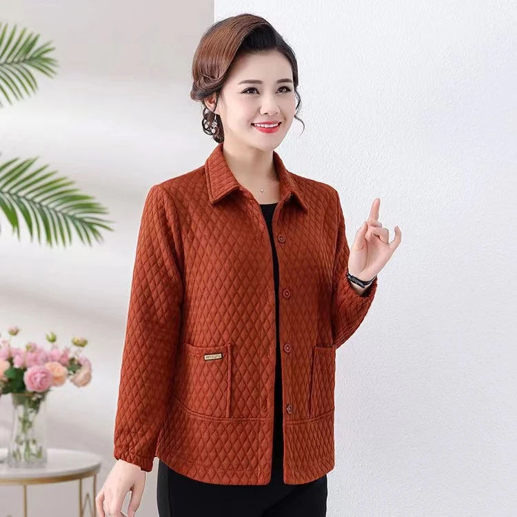 设计感韩版秋季新款中年女士外套长袖纯色洋气妈妈装春秋上衣