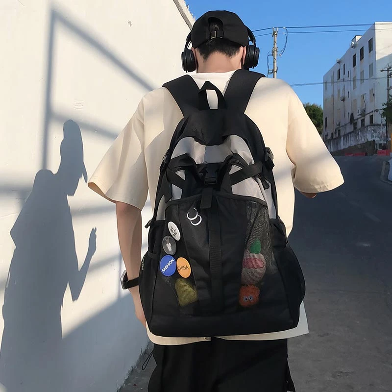 ins潮书包女大学生高中旅行双肩包男初中生大容量电脑背包篮球包