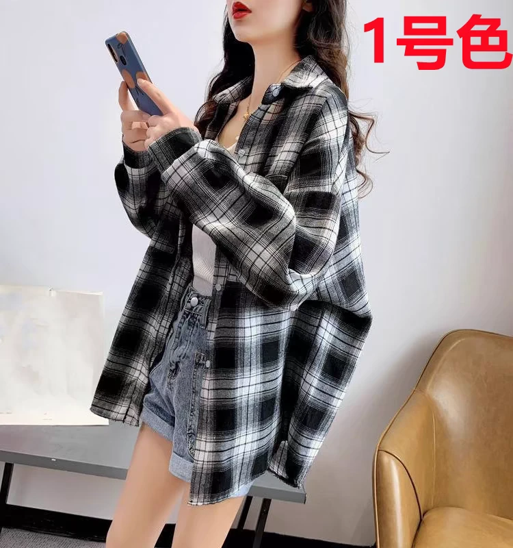 新款福利款格子衬衫长袖红格子黑格子男女同款