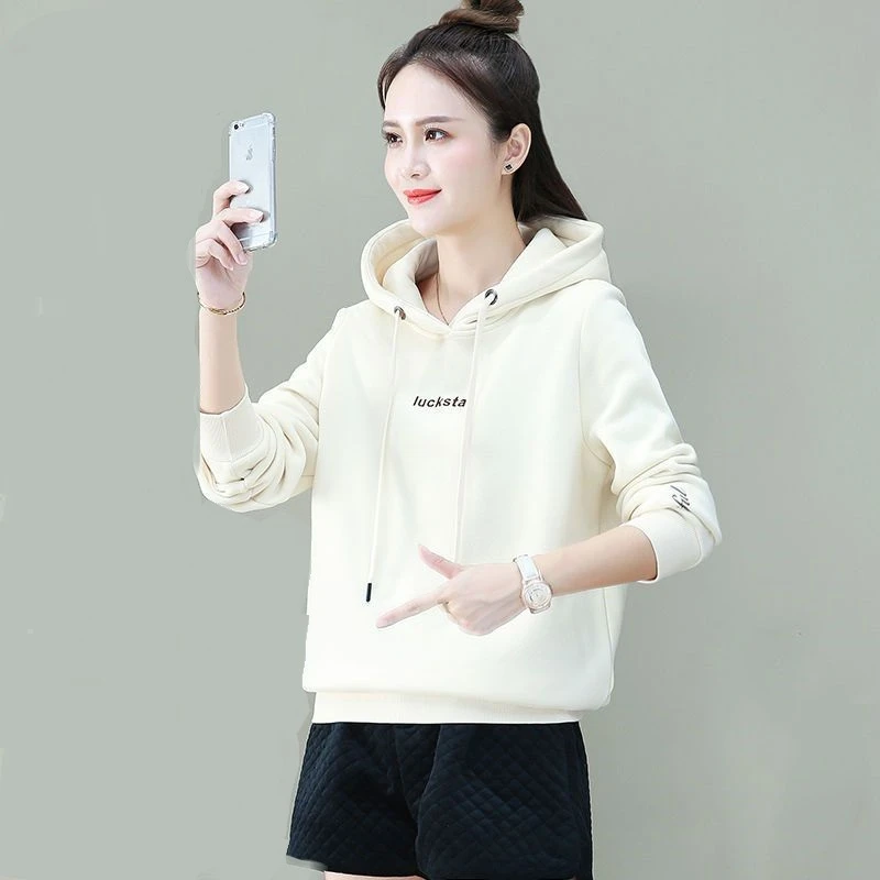 冰恋飞大码加绒卫衣女秋冬爆款休闲百搭时尚减龄气质显瘦连帽上衣