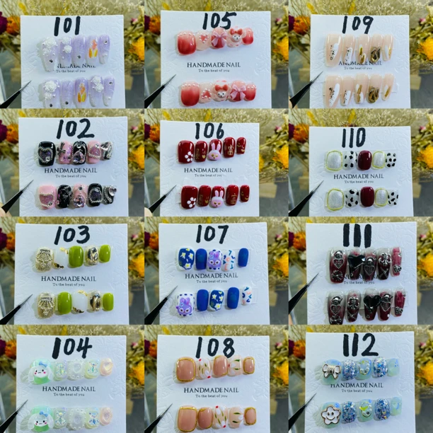 编号101---200两单包邮纯手工穿戴甲酷黑显白日式网红明星时尚