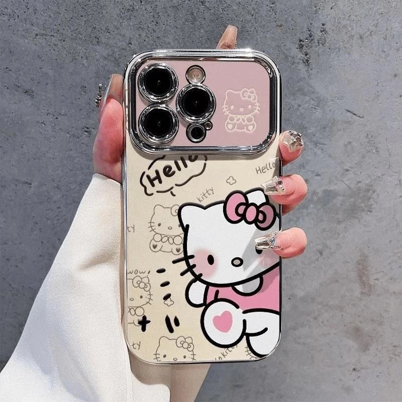 Kitty猫带手链适用苹果16promax手机壳彩绘iPhone15全包17promax