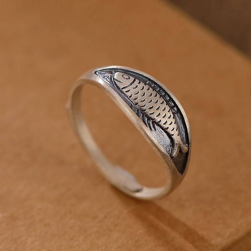 925银戒指 s925银【年年有鱼】开口可调戒指