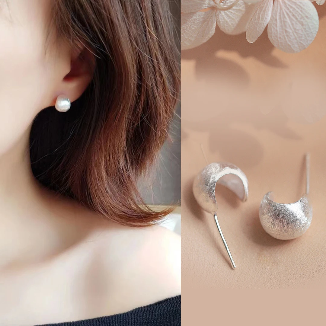 925银耳饰 S925银【拉丝豌豆】耳钉