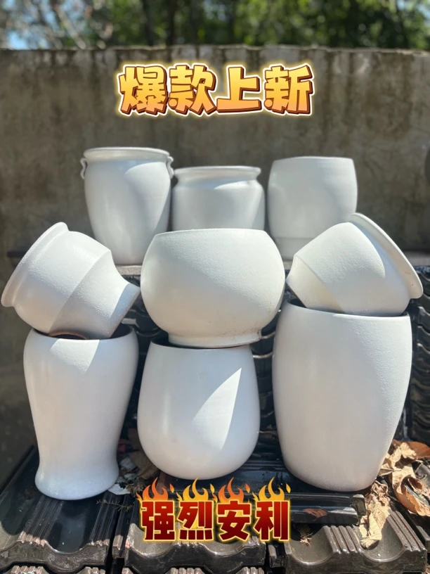 宜兴紫砂粗陶大口径大花盆轻奢风浅色简约客厅植物花卉盆景花盆