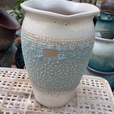 紫砂茶碗蓝泡泡微瑕20高度30