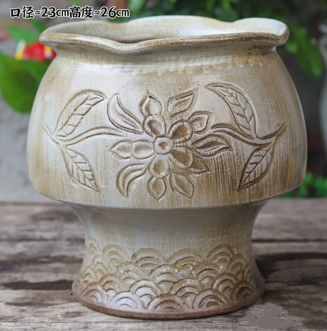 陶瓷大号火锅异形花盆多肉植物大口径雕花绿植盆庭院客厅落地花盆