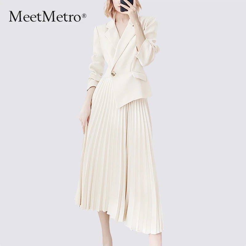【红人上新】MeetMetro玛依尔西装连衣裙秋冬新款高级感职业通勤